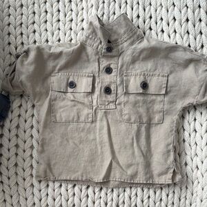 Kids Tan Button-Up Shirt